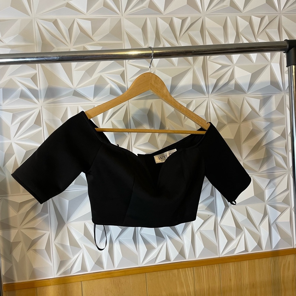 WYLDR Black Crop Cut Out Blouse